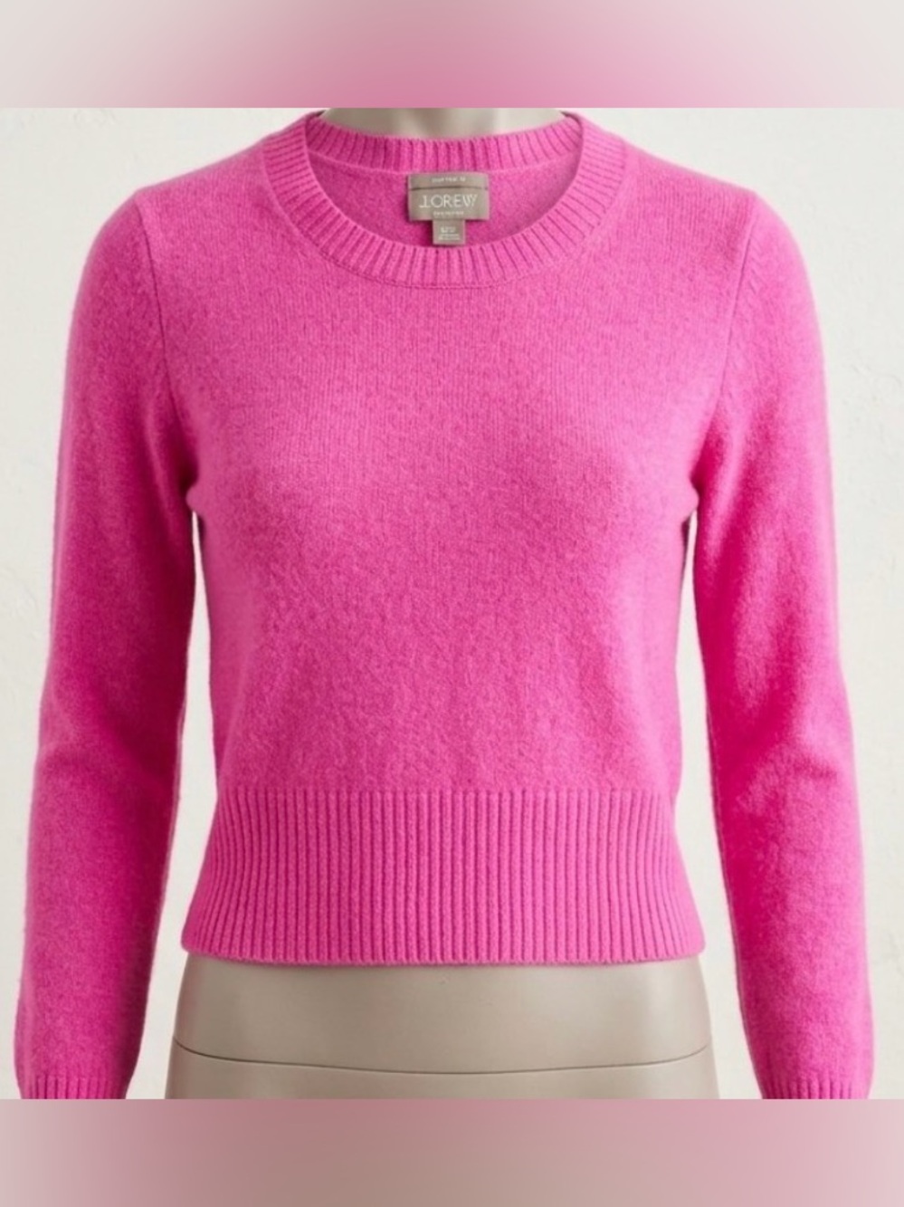 J.Crew Hot Pink Crewneck Cashmere Blend Sweater